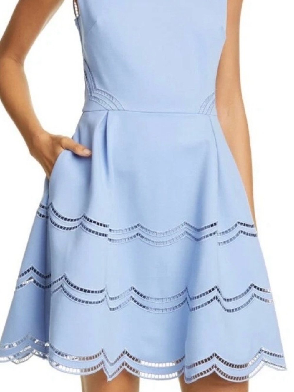 Ted Baker Periwinkle Scalloped Eyelet Fit & Flare Dress